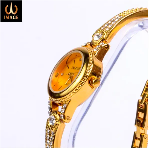Image Color Fancy Ladies Watches- Stoned Chain (Golden)